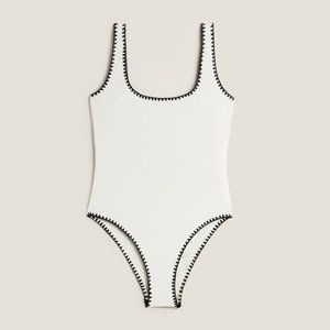 NWT Zara Contrast Stitch One Piece Swimsuit